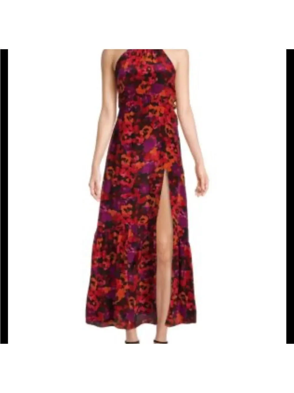 SAYLOR Audie Dress Sz M Red Black Pink Floral Midi - Picture 2 of 9